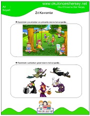 Resimli Zıt Kavram Çalışma Sayfaları